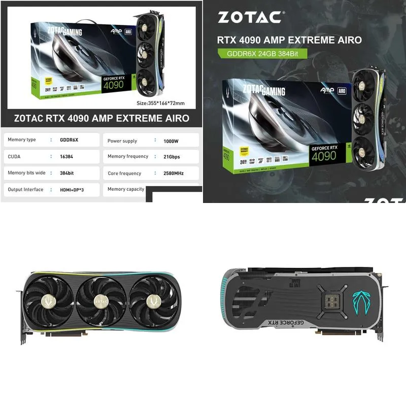 ZOTAC New RTX 4090 RTX4090 Graphics Card GDDR6X NVIDIA GPU 4nm 24GB 384Bit 12Pin Video Card Gamer RGB 2235Mhz placa de video