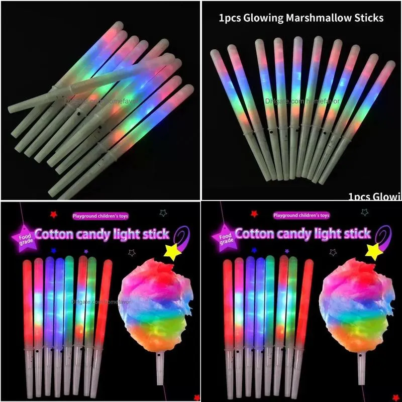 led light up cotton candy cones colorful glowing marshmallow sticks impermeable colorful marshmallow glow stick fy5031 b1031