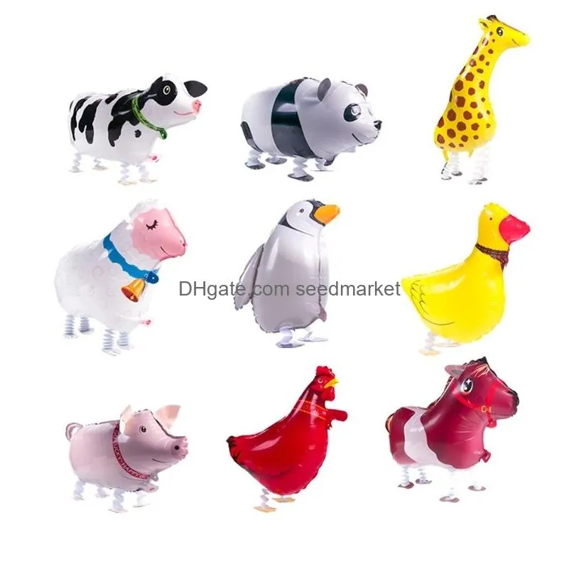 cute walking animal helium balloons cat dog dinosaur air ballons birthday decorations kids adult event party decor balloon fy3220