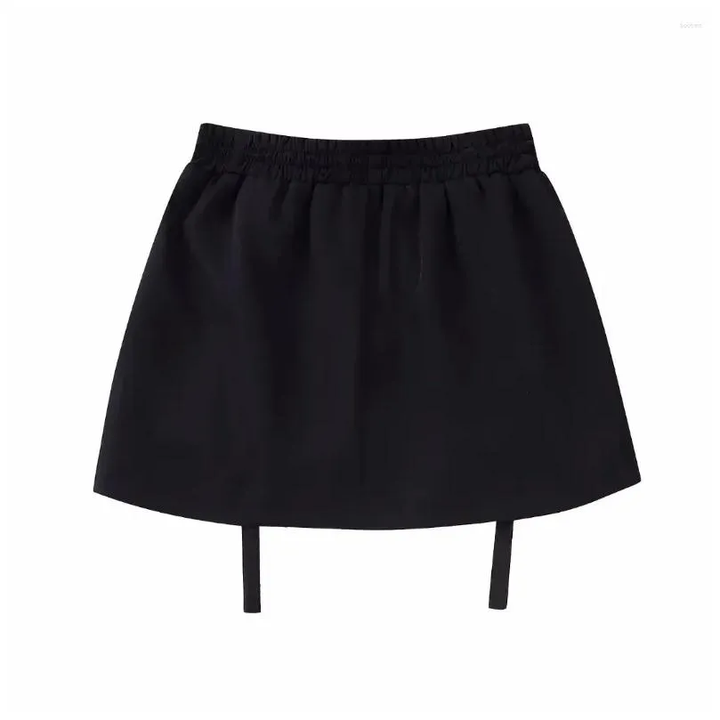 Skirts 2023 Women`s Summer Pocket Decoration Design Dress Retro Office Mini Work