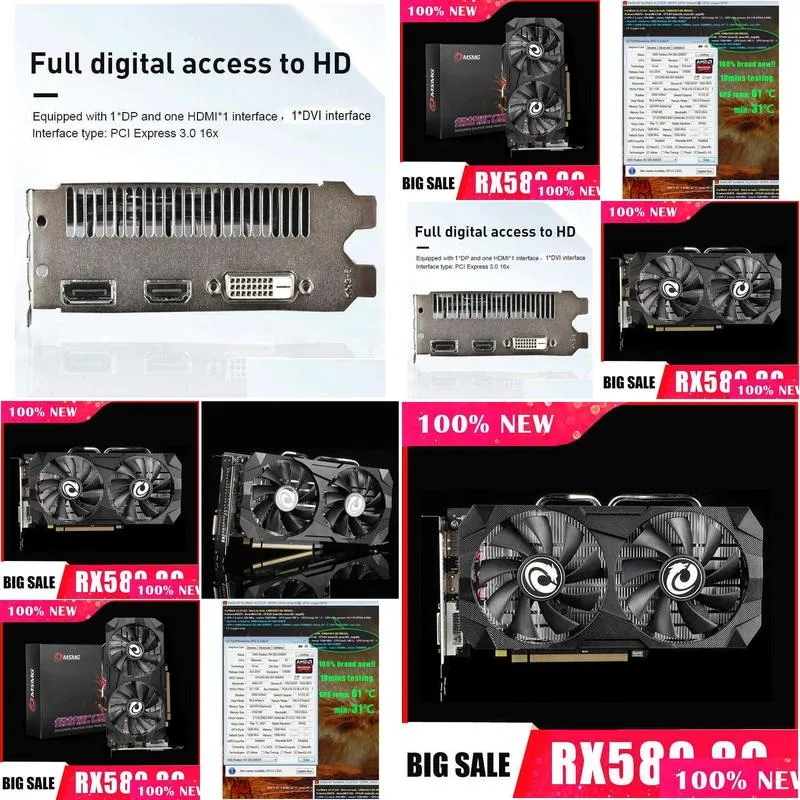 Refurbished rx580 8gb Gpu Placa De Video Gaming Graphics Card Not 4gb 2060 rtx3060ti gtx1060 3050 ddr5 1660super 6600xt 1080