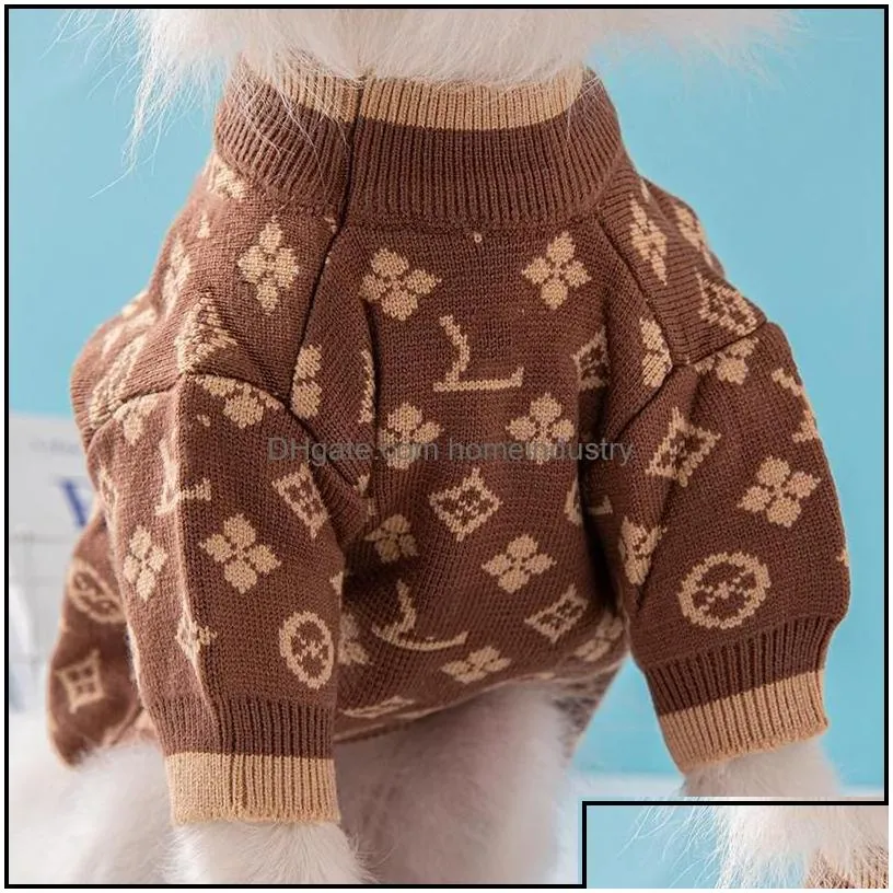 dog apparel warm dog sweater brands apparel with classic jacquard letter pattern designer pet clothes for small medium dogs cat sweate