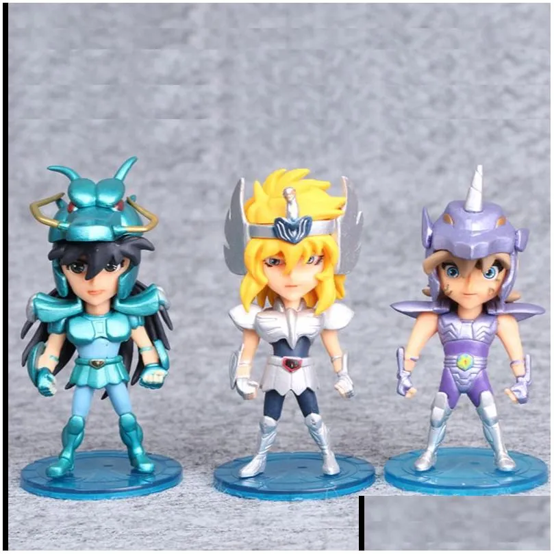 5pcs/set Seiya Action Figures Knights Of The Zodiac Doll Janpaness Anime Cartoon Toys Kids Christmas Birthday Gifts 10cm LJ200902