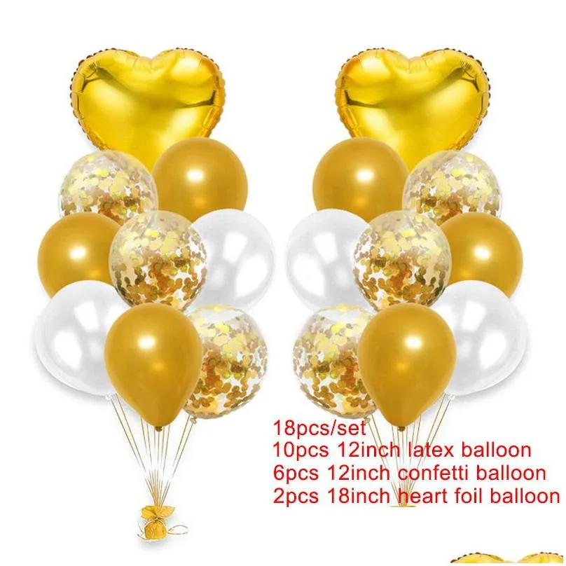 Party Decoration 10Pcs Mti Rose Gold Heart Foil Balloons Confetti Latex Birthday Baloons Party Decorations Kids Adt Wedding Ballons1 D Dh10I