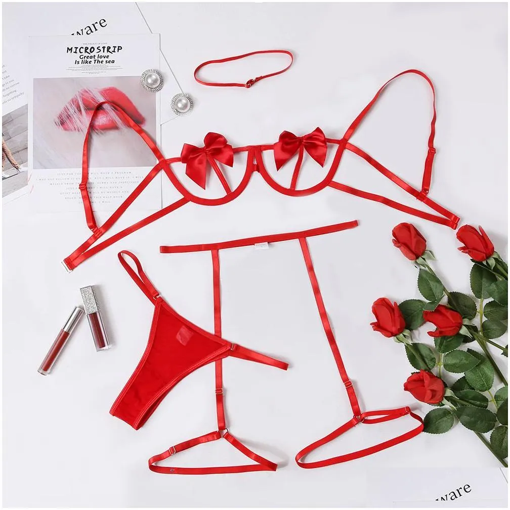 Woman Female Suit Lingerie Sets Ladies Erotic Intimates Sleepwear Camis Brief Bra Thong Transparent Sexy Underwear Lace Lenceria