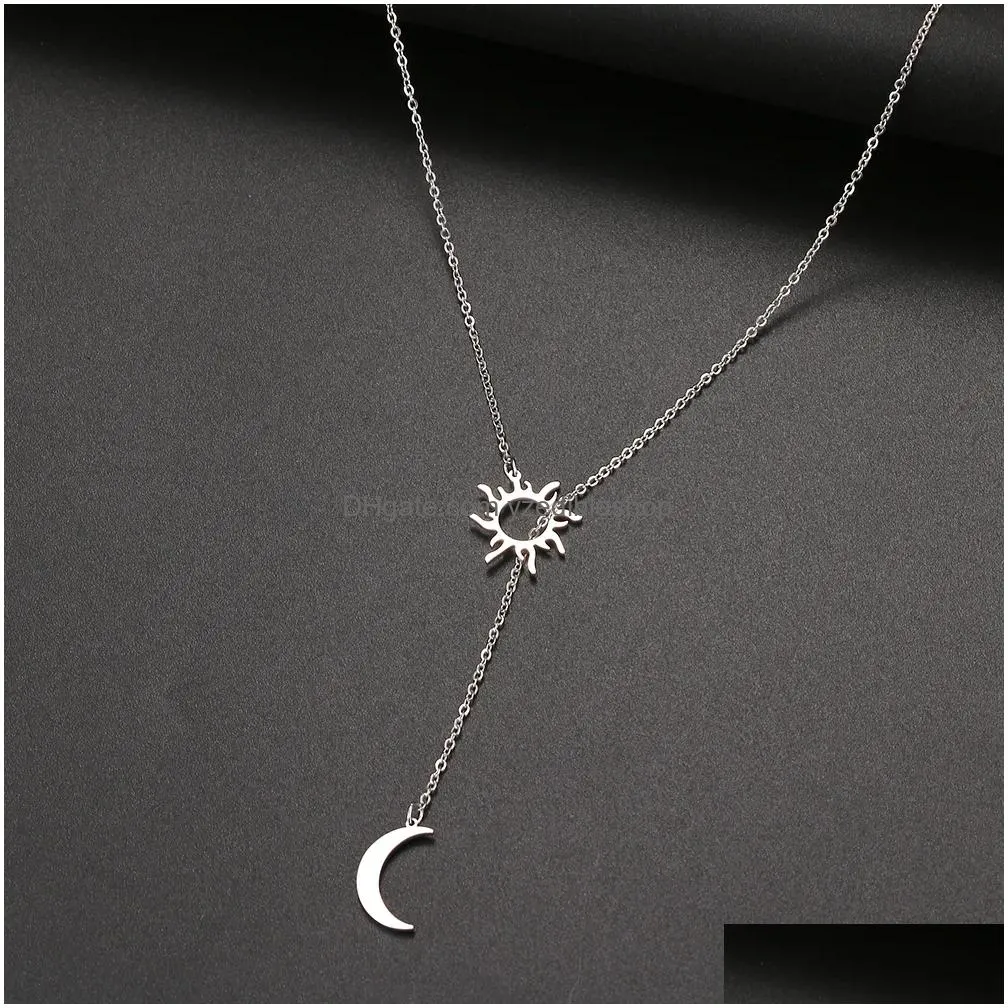 stainless steel sun totem and moon necklace for women fashionable exquisite summer must-have party for friend jewelry