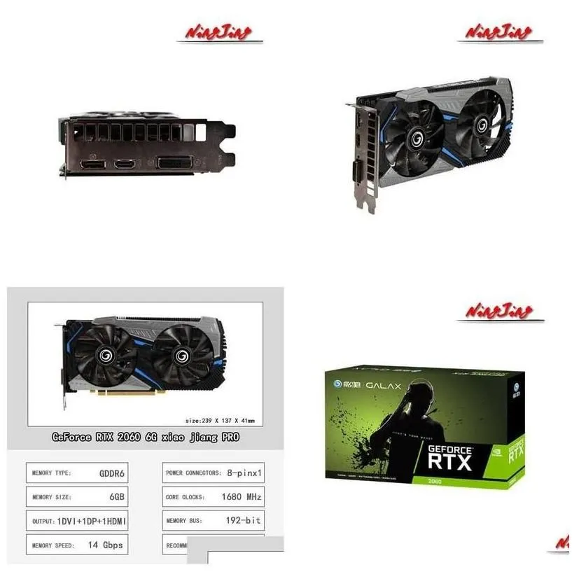 Graphics Cards Galaxy Geforce Rtx 2060 6G Pro New Gddr6 192 Bit Video Gpu Graphic Card Support Desktop Amd Intel Cpu Motherboard Drop