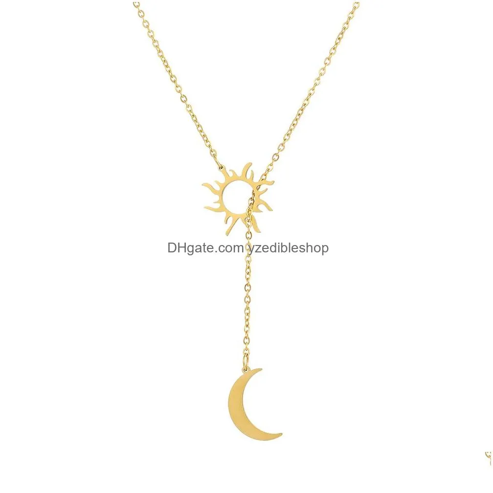 stainless steel sun totem and moon necklace for women fashionable exquisite summer must-have party for friend jewelry