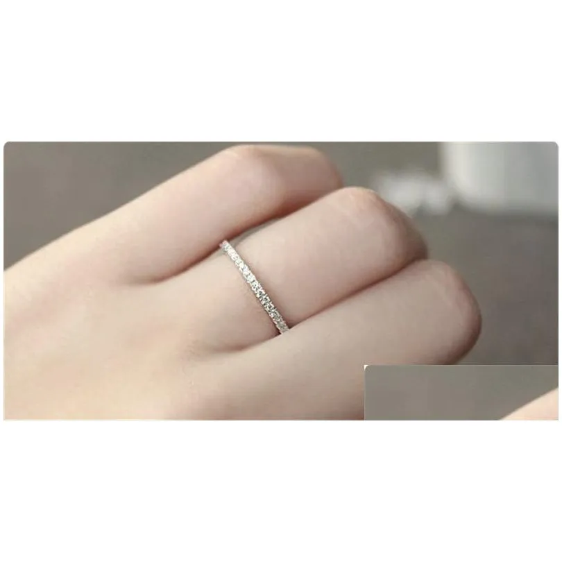 Wedding Rings Fashion Original 100% 925 Sterling Sier Band Rings Women Wedding Jewelry Gift Classic Simated Platinum Diamond Cz Ring D Dh2Eg