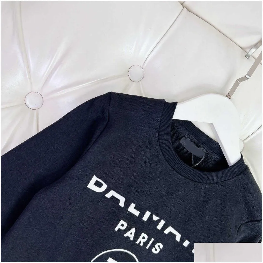 brand sweater for boy and girl high quality kids sweatshirts Size 100-160 CM White letter logo printing baby pullover Oct15