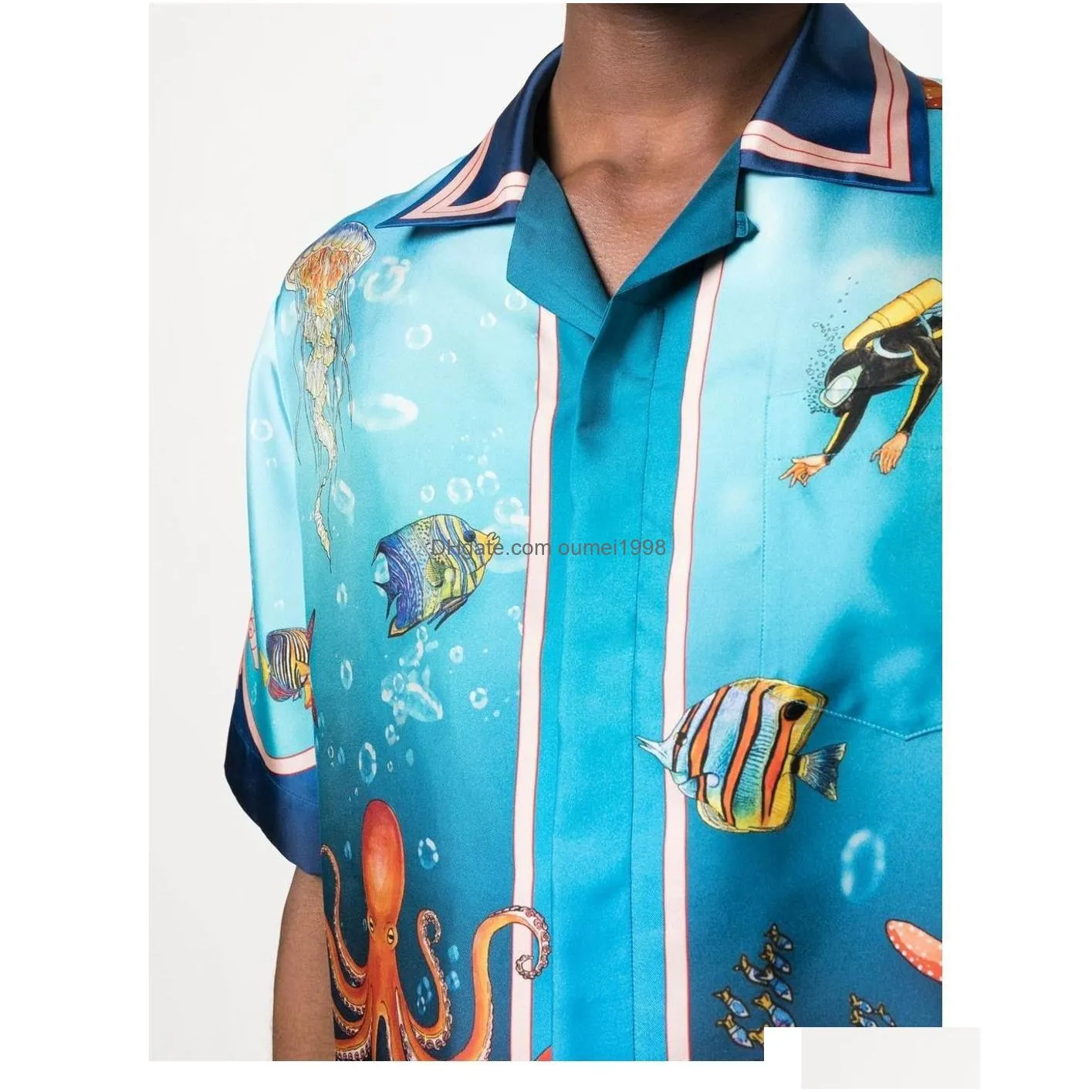  casablanca designer button up mens silk shirt casual hawaii short sleeve beach shirts casablanc polos