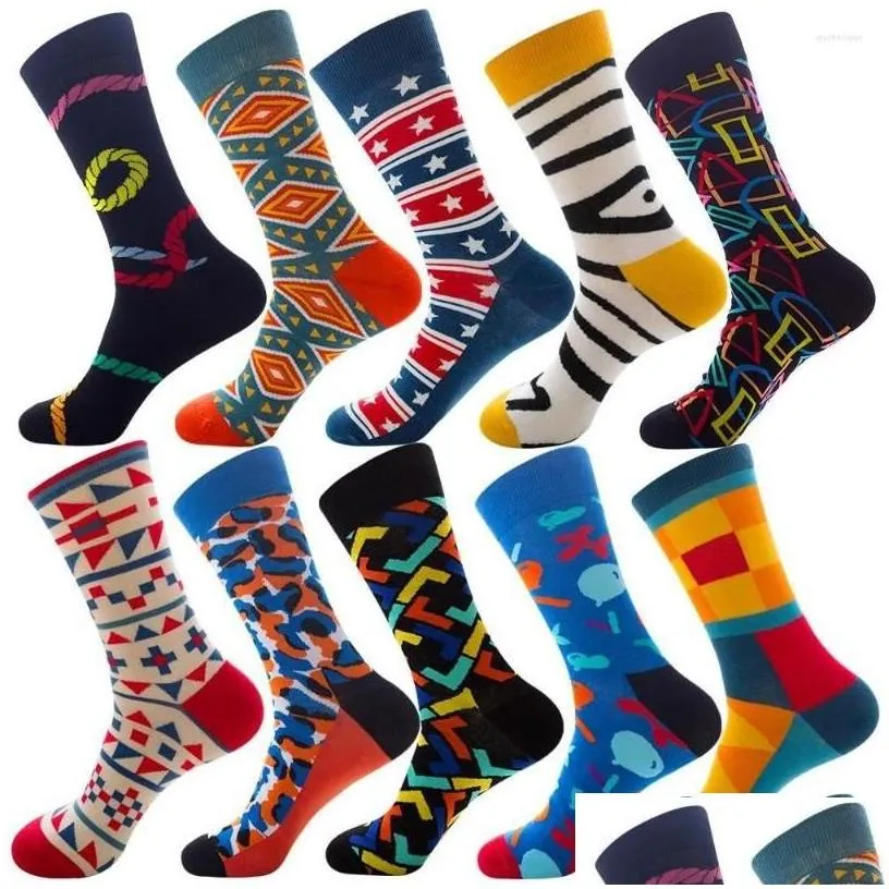 mens socks mens socks doiaeskv 10 pairs/lot happy iti animals sea food men combed cotton calcetines largos hombre wholesales drop del