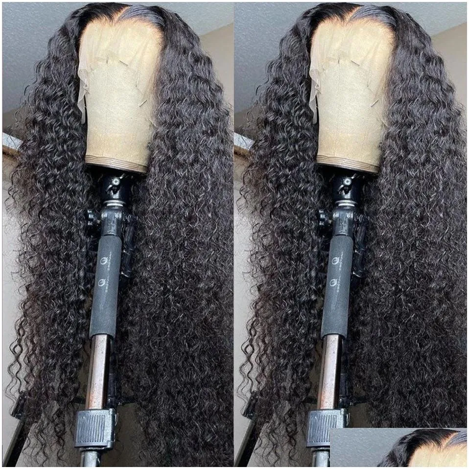 28 30 Inch Brazilian 13x4 HD Curly Lace Front Human Hair Wigs For Black Women Loose Deep Wave Synthetic Frontal Closure Wig