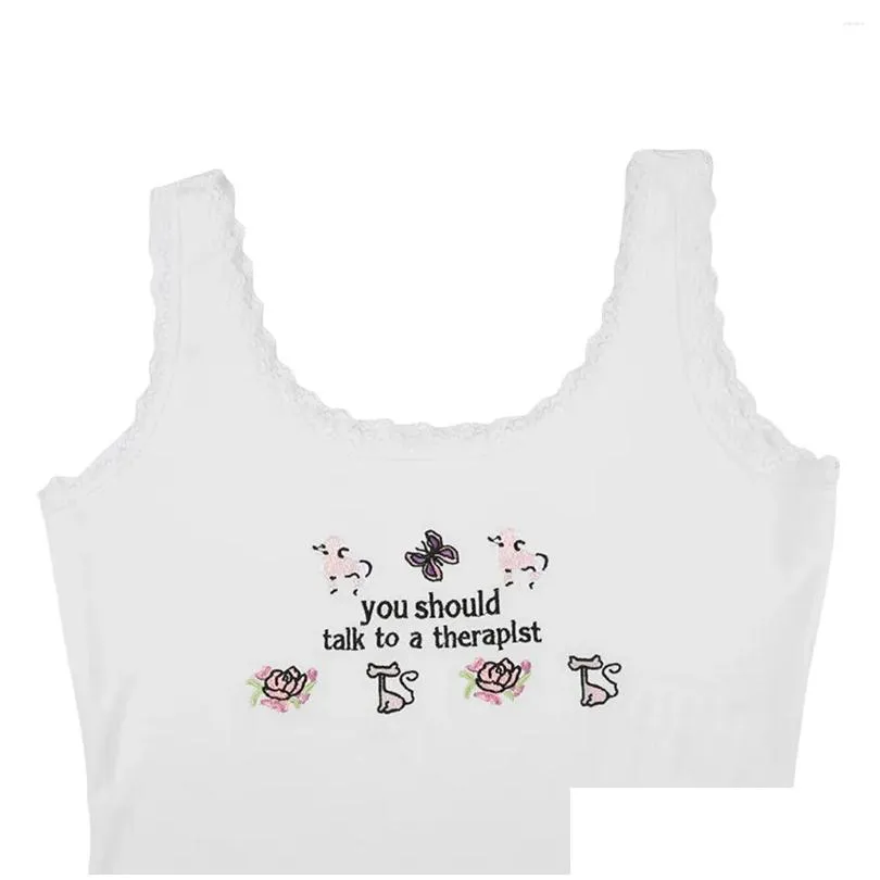 Women`s T Shirts Women Tank Top Sleeveless Tops U-neck Lace Patchwork Embroidery Summer Clubwear