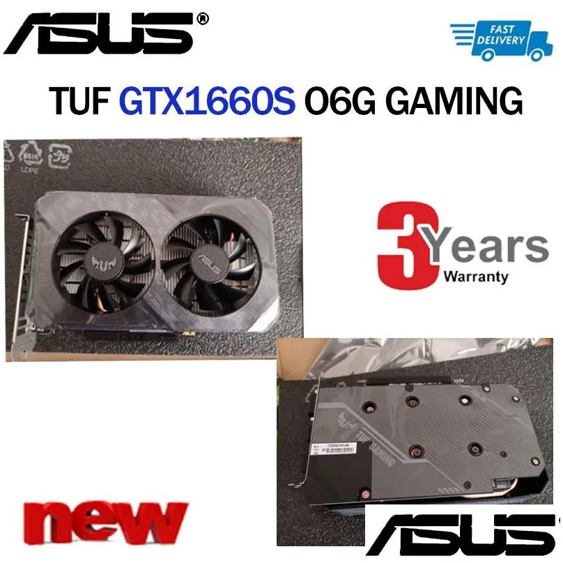 NVIDIA 1660s Video Card ASUS TUF GTX1660 Super O6G GAMING Graphics cards for GAMING192bit 8pin GDDR6 NEW Desktop Computer GPU