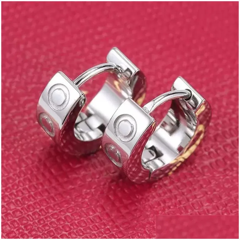 Titanium steel 18K stud love earring for woman exquisite simple fashion C diamond ring lady earrings jewelry gift With bag