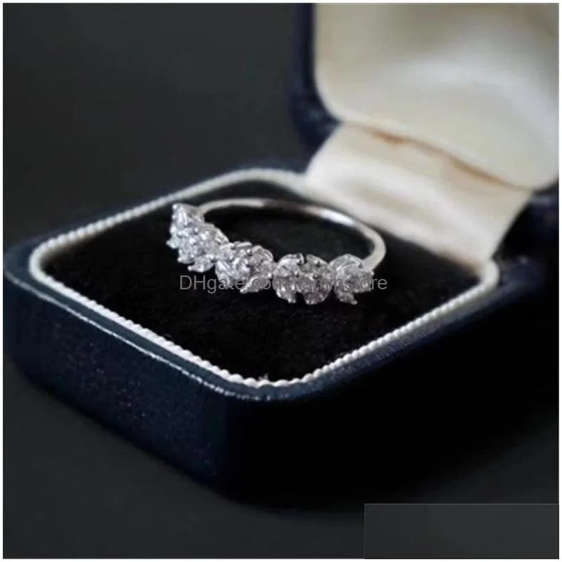 Band Rings Wedding Rings For Women Sier Plated Simple Single Row Cubic Zirconia Temperament Jewelry Ring Drop Cc3118 Drop Delivery Jew Dh6Ym