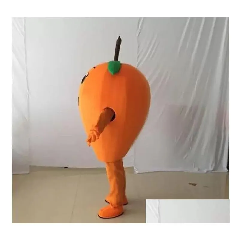 Cartoon Clothing Factory Sale Mascot Tasty Orange Loquat Mascot Costume Cartoon Character Mascotte Green Leaves Brown Stipe Apparel