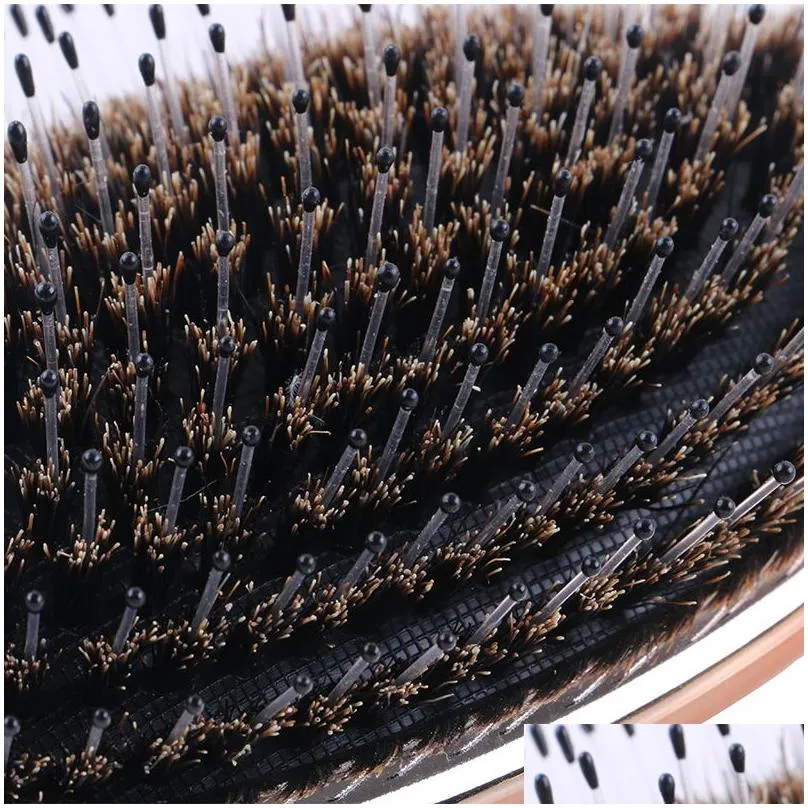 golden color boar bristle brushes professional salon hairdressing brush hair extensions tools