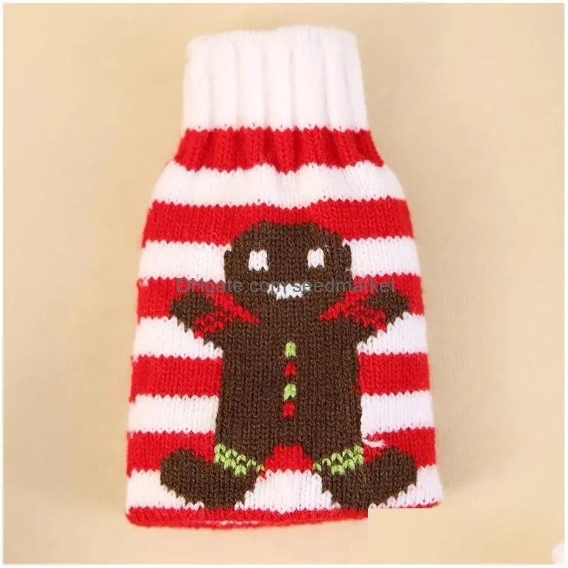 dhs christmas knitted wine bottle cover party favor xmas beer wines bags santa snowman moose beers bottles covers wholesale b1101