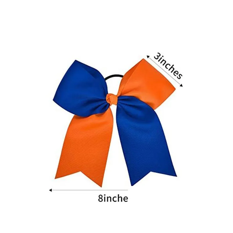 Hair Accessories 20Pcs/ 8 Two Toned Large Cheer Hair Bows Ponytail Holder Handmade For Teen Girls Softball Cheerleader Sports Bow Drop Dhlne