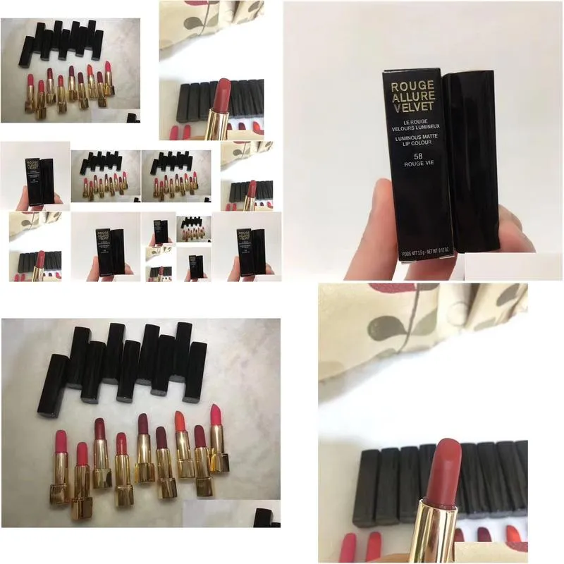 top quality metal tube brand lipstick rouge allure velvet 12 color