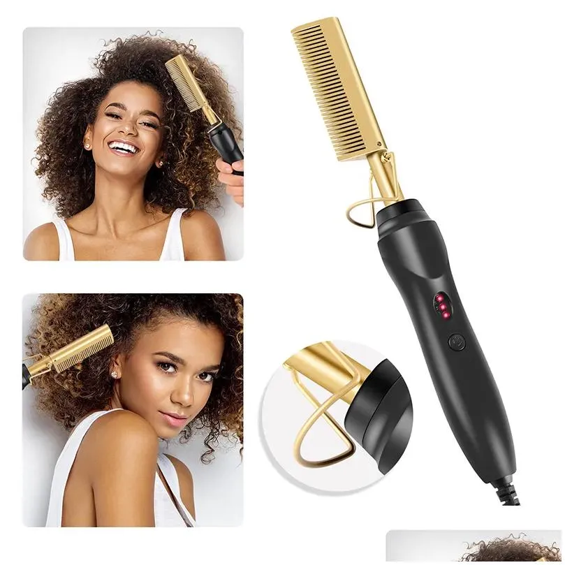 Hair Straighteners 2 in 1 Comb Electric Curler Wet Dry Use Flat Irons Heating For 221021