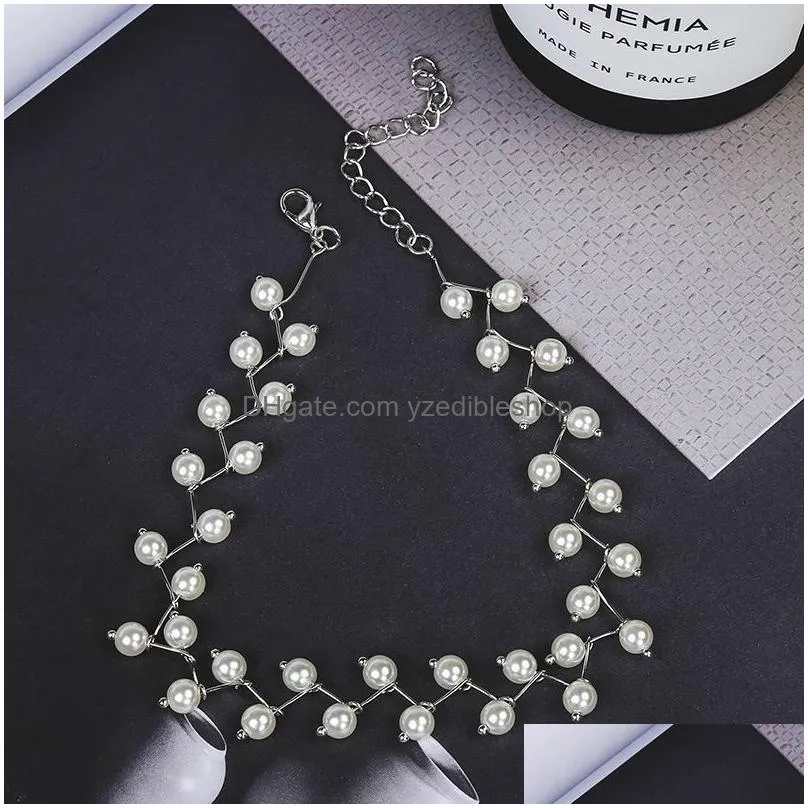 imitation pearl choker fairy women necklaces fashion pearl pendants collar trend neck jewelry party neck decoration