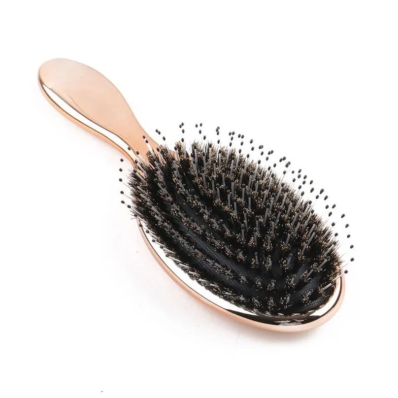 golden color boar bristle brushes professional salon hairdressing brush hair extensions tools