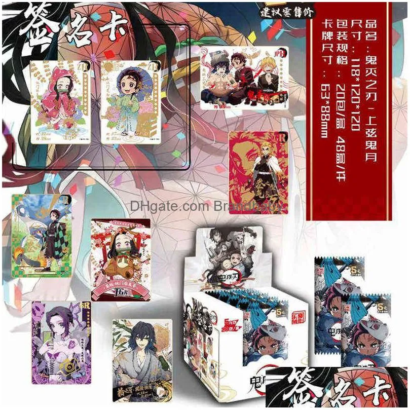 demon slayer card tcg game cards kimetsu no yaiba table playing toys for family children christmas gift aa220314