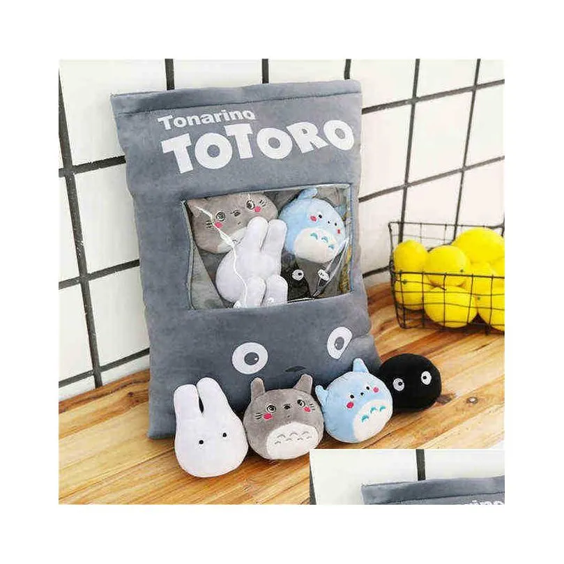 beautiful a plushie bag pudding toys totoro dinosaur cuddles stuffed soft animals cushion dolls for ldren kids fashion gifts j220729