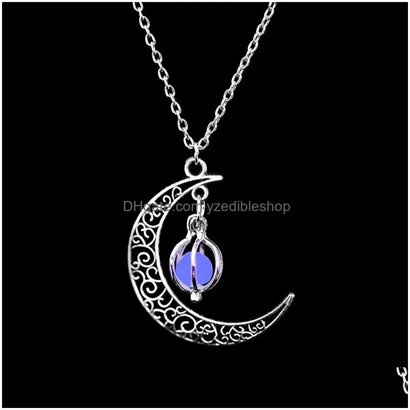 retro moon necklace jewelry for women goth vintage fashion aesthetic accessories glow at night morrocan cuban wholesale