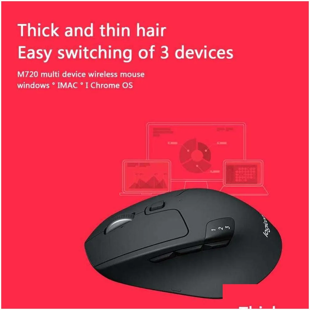 mice m720 wireless mouse 2.4ghz bluetooth 1000dpi gaming mice unifying dual mode multi-device office gaming mouse for pc t221012