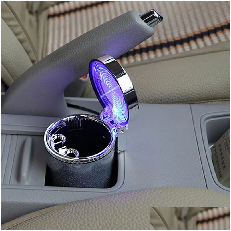 Ashtrays Car Ashtray With Led Lights Creative Personality Ered Inside Mti-Function Supplies Drop Delivery Home Garden Household Sundri Dhatr