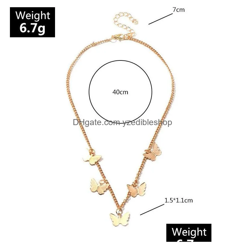  butterfly pendants neckalces for women short chain mini butterflies drop boehemian sexy neck accessories fashion jewerly