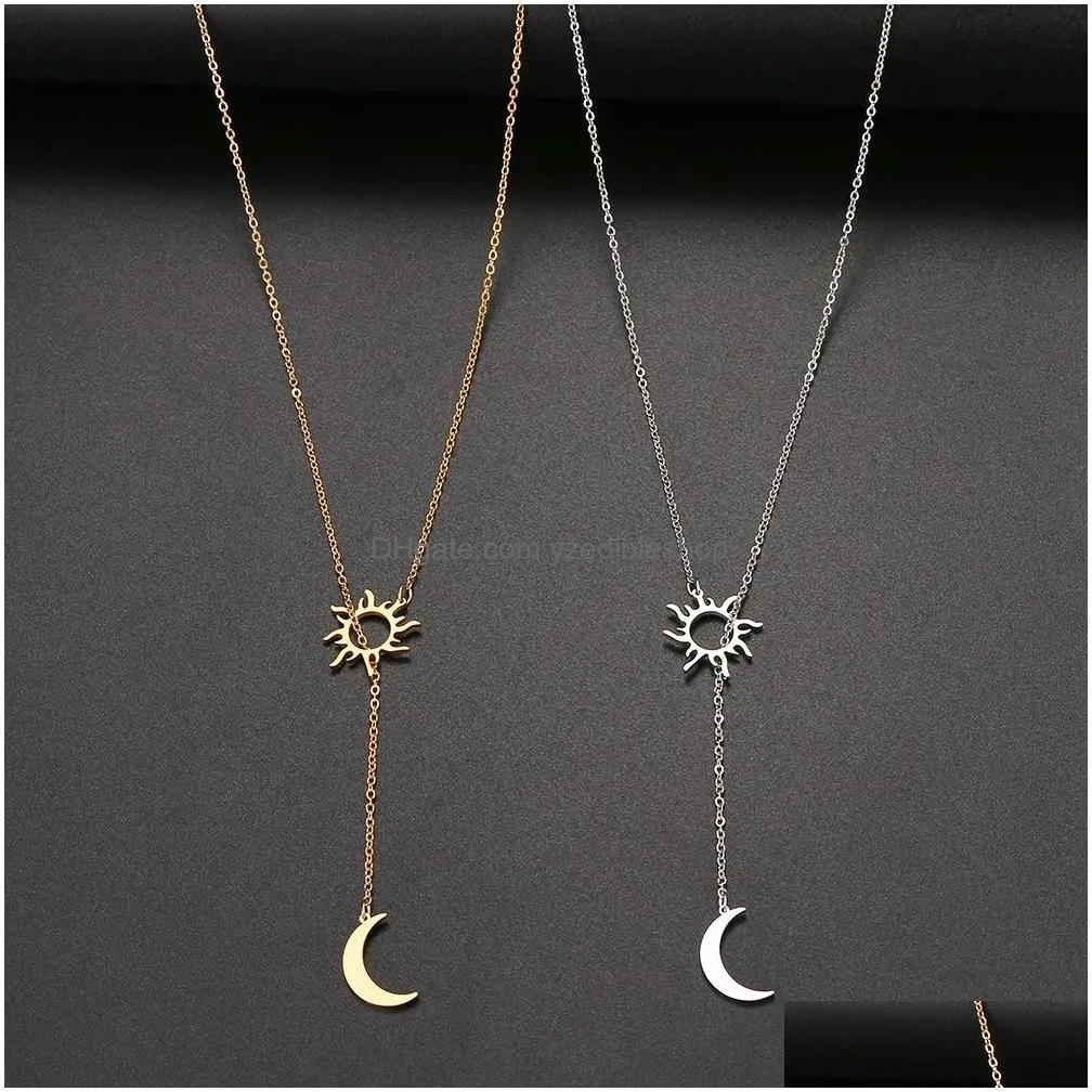 stainless steel sun totem and moon necklace for women fashionable exquisite summer must-have party for friend jewelry