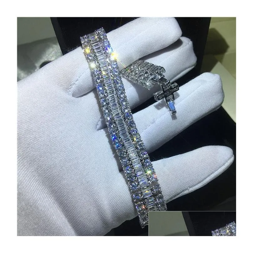 20 Style Sparkling Luxury Jewelry 925 Sterling Silver Multi Shape White Topaz CZ Diamond Gemstones Women Wedding Bracelet For Lover