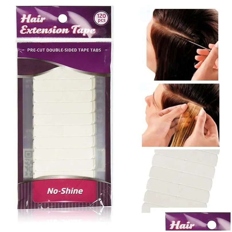 10x12pcs/lot white no shine hair extension tape adhesive bonding double sided tape waterproof for hair extension/lace wig/toupee