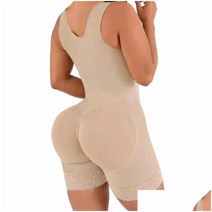 Waist Tummy Shaper Fajas Colombian Women`s Shapewear Slimming  Butt Lifter Full Body Bbl Control Bodysuit Crotch Ziper Design XS