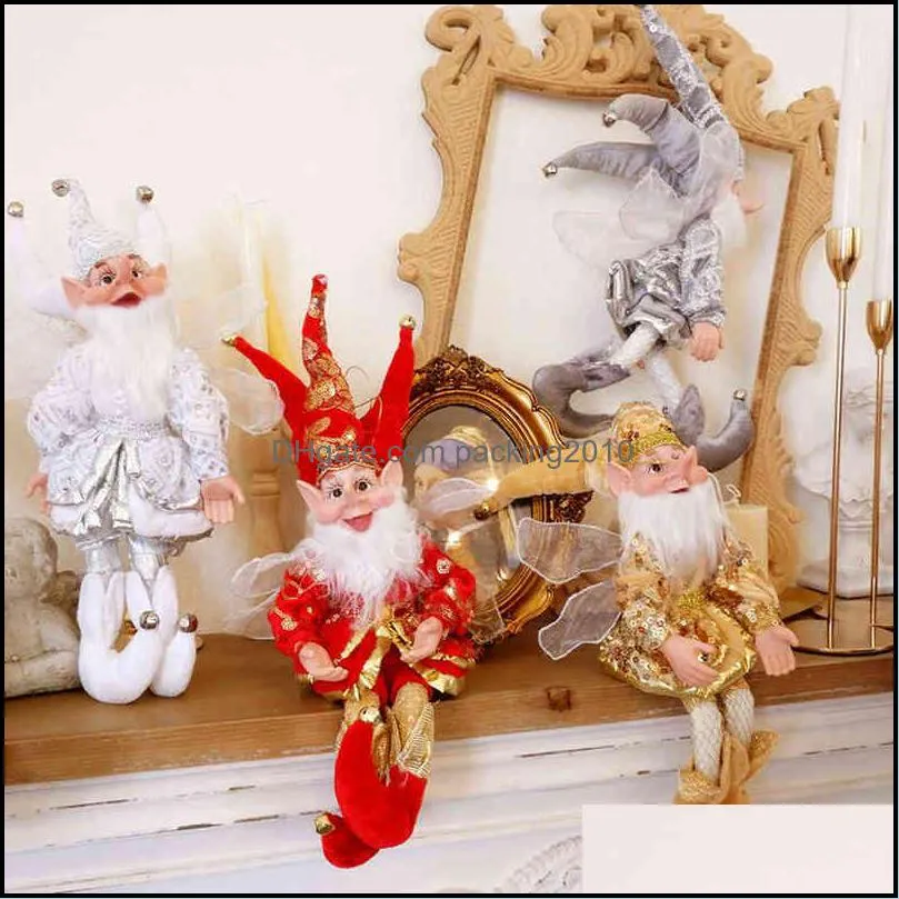 abxmas elf doll toy christmas pendant ornaments decor elf hanging standing decoration navidad year gifts 220120