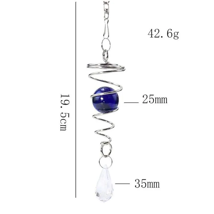 Decorative Objects & Figurines Decorative Objects Figurines Rotating Spiral Tail Wind Chime Crystal Pendant Pendum Garden Nursery Wind Dh9Ca