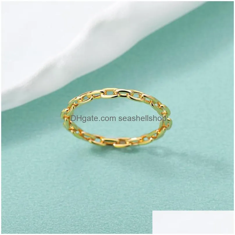 Band Rings Punk Gold Thin Chain Rings Set For Women Girls Fashion Irregar Finger Gift 2023 Female Jewelry Drop Delivery Jewelry Ring Dh7Gn