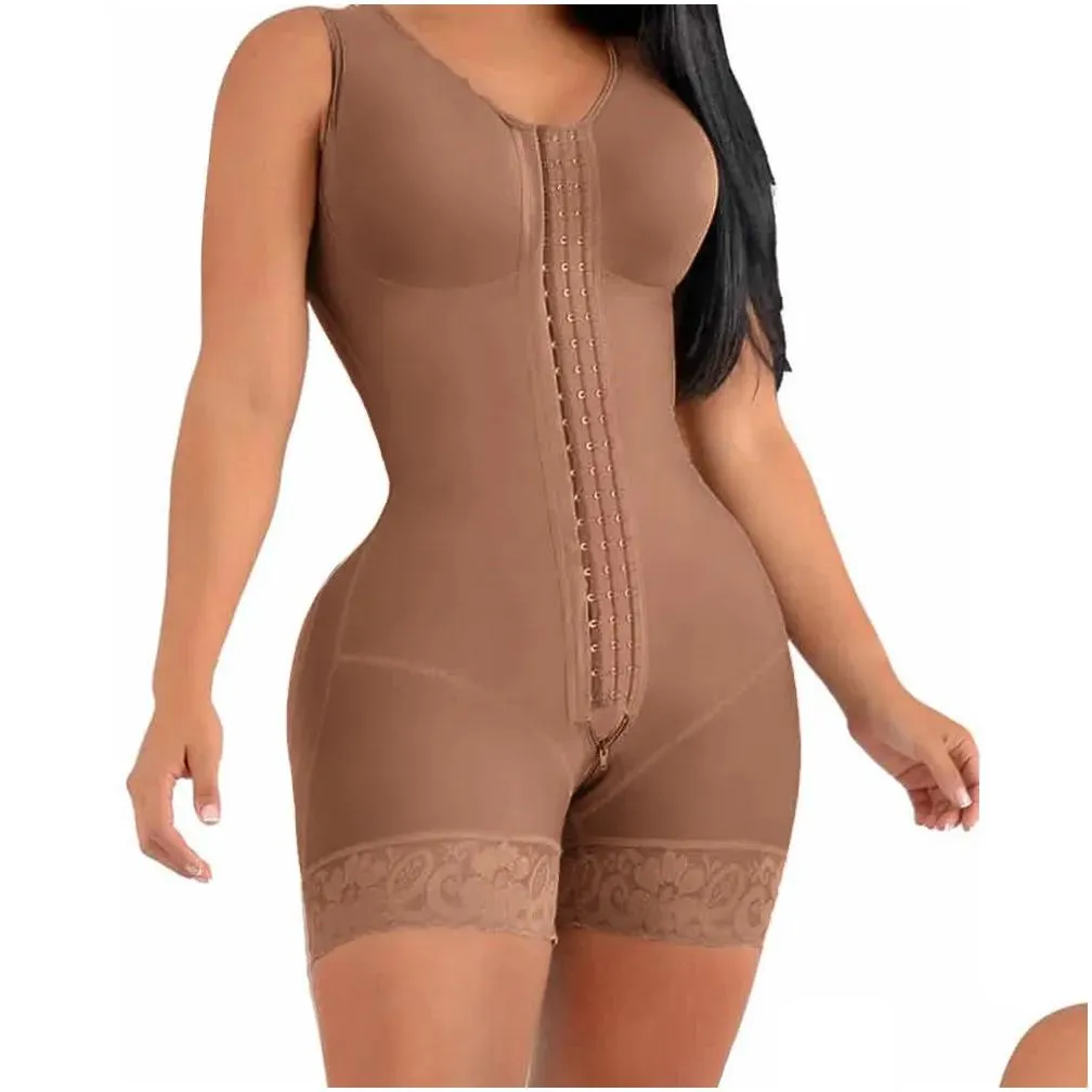 Waist Tummy Shaper Fajas Colombian Women`s Shapewear Slimming  Butt Lifter Full Body Bbl Control Bodysuit Crotch Ziper Design XS
