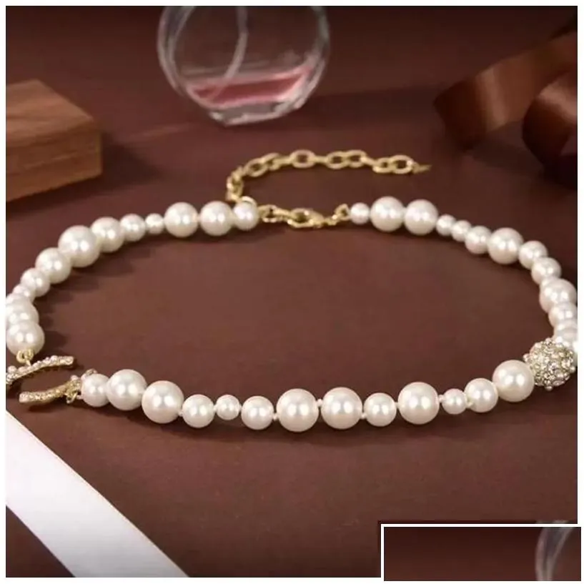 beaded necklaces pearl necklace luxury designer jewelry for women fashion womens wedding chains pendants with diamond c accessories