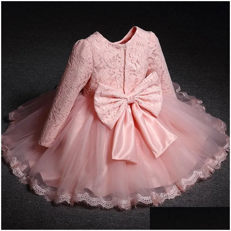 Girl princess dress 1 year baby baptism banquet clothes girls spring and autumn long sleeve lace dress new year party kids dress