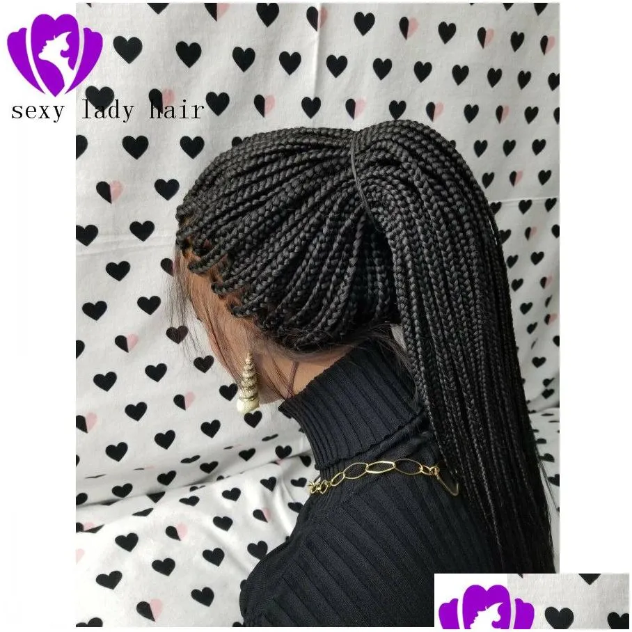 Hot Selling box Braids Wig with Baby Hair Black brazilian full Lace Front Wig Heat Resistant synthetic Braided Wig for Black Women