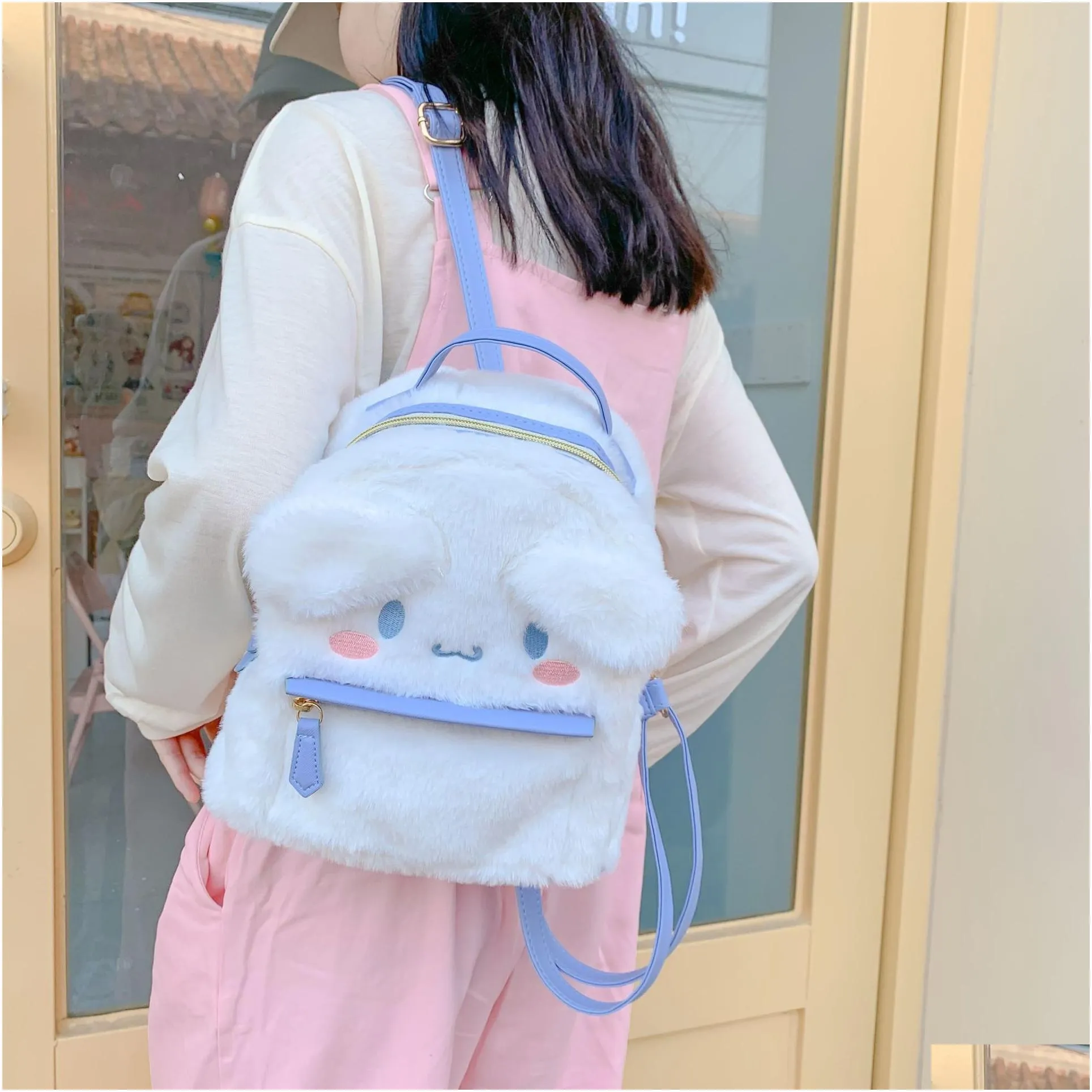 backpacks kawaii sanrioed my melody cinnamoroll cartoon plush bag anime soft stuffed animals plushie backpack girls doll christmas gifts