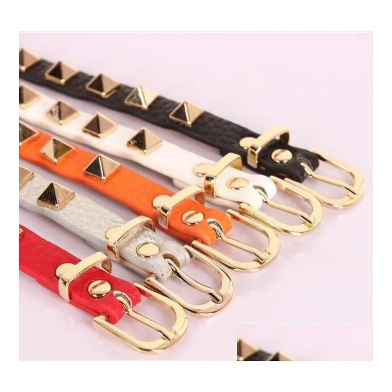 Charm Bracelets New 2021 Lovely Fashion Star Style Womens Bracelet And Candy Punk Women Strap Rivet For Gift 62A68H Drop Delivery Jewe Dh3Be