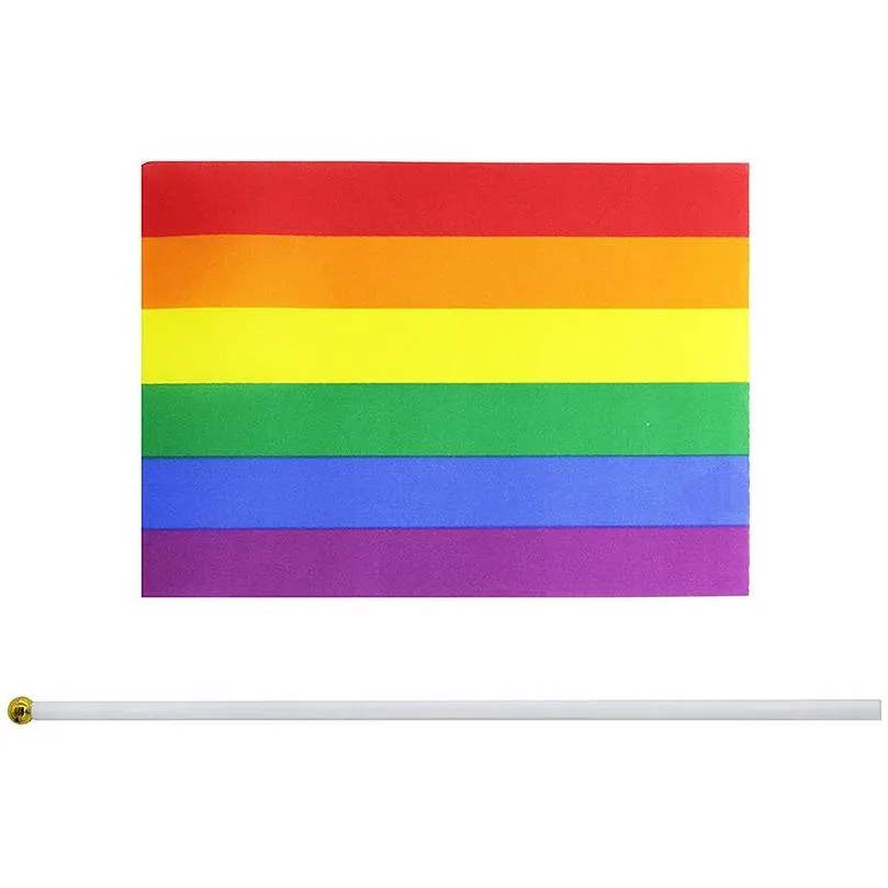 Banner Flags No. 8 Striped Gay Pink Rainbow Lgbt Flag 14X21 Print Same Pride Belt Pe Plastic Flagpole Hand Drop Delivery Home Garden F Dhger