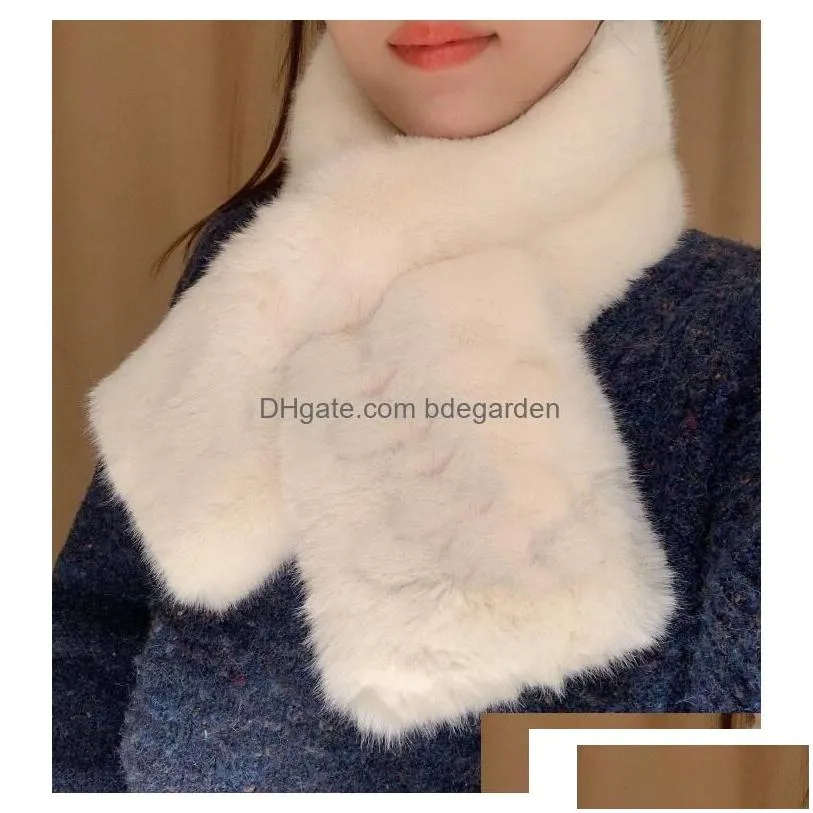 famous designer letter ch scarves fashion classic rabbit fur collar for women cashmere shawl rabbits hair winter womens decoration dro